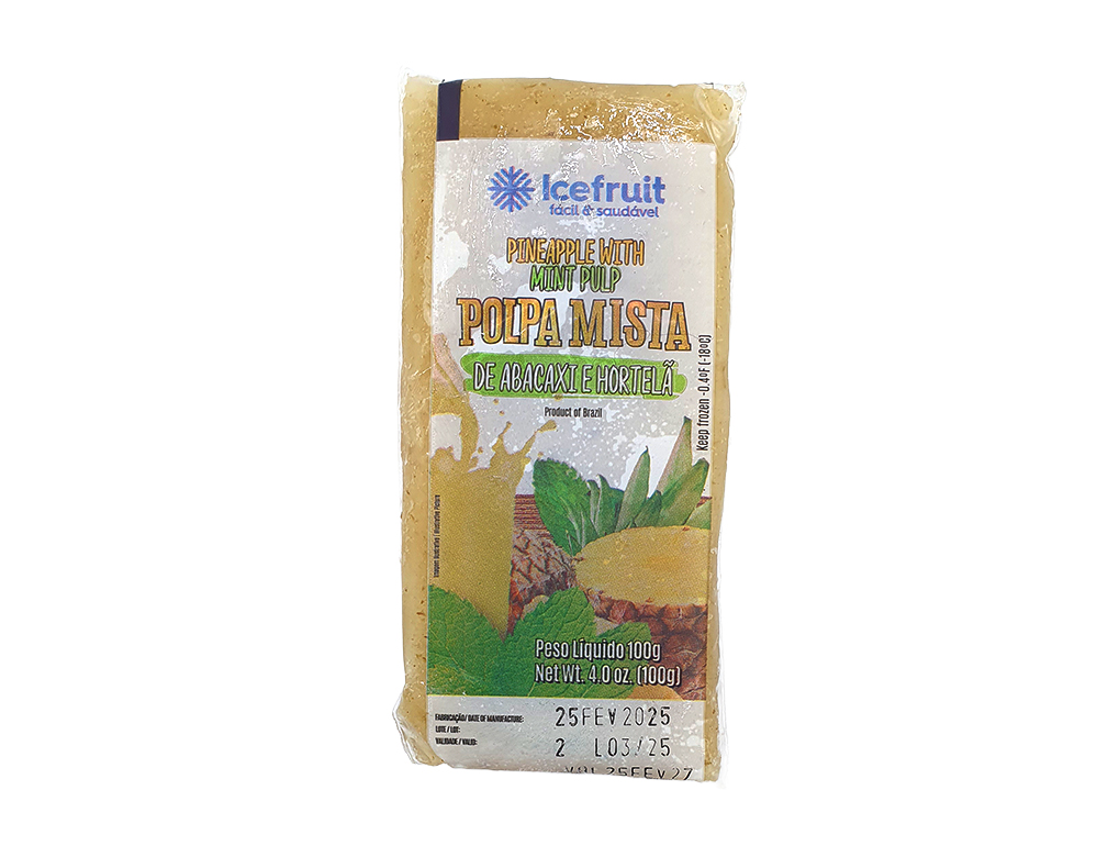 POLPA DE ABACAXI COM HORTELÃ CONGELADA ICEFRUIT 100 G (CX 20 UN)